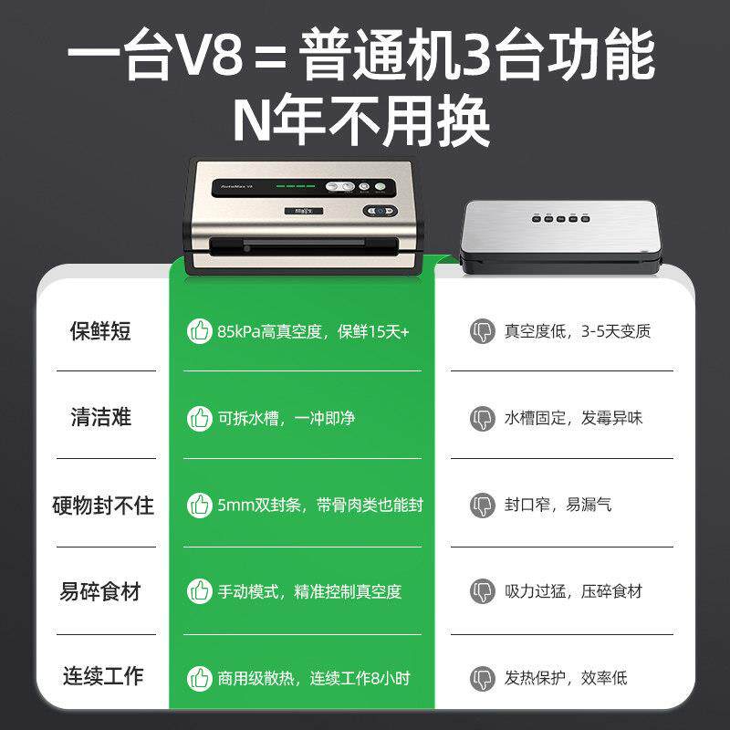 帮鲜封V2鲜生自动真空口机小型家用抽真空塑封机商保用食品包装机