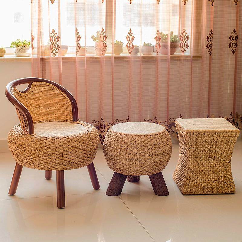 藤编织茶几家用藤椅阳台茶组合小型实木桌椅桌子茶休闲中式禅意台
