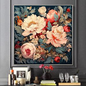 DIY方钻满钻钻石画 画钻石绣花开 富贵粉色牡丹花卉29贴钻印花十