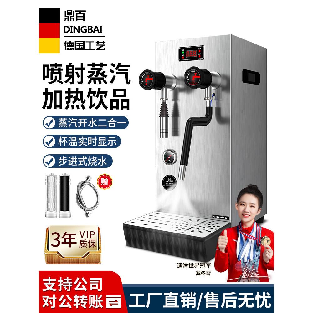 定白商用蒸汽机奶茶店咖啡厅吧一步一步双头奶泡加热器沸水机