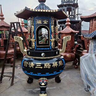 铸铁化钱炉元宝炉寺庙烧纸炉宗祠化宝炉祠堂香火炉圆形烧金炉银炉