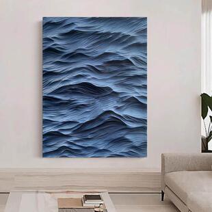 波浪质感画客厅装饰画三维立体木雕画现代简约门厅艺术浮雕挂画
