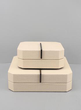 新中国风木制皮革珠宝收纳盒饰品样板房家庭入口衣帽间桌面软装饰
