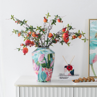 木南家居轻奢创意田园油画玫瑰高温白瓷花瓶清欢系列桌面装饰客厅