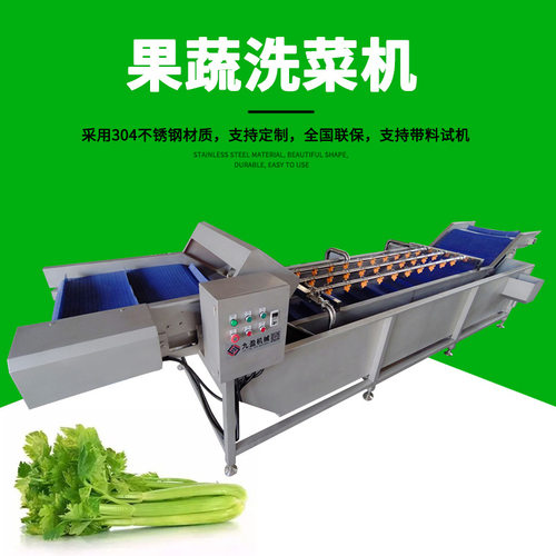 输送式果蔬清洗机JY-5200鼓泡喷淋水果蔬菜清洗机 大型洗菜机