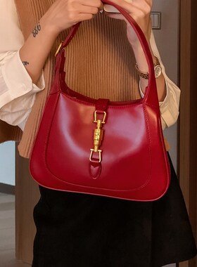 高级法式时尚红色包包2024新款秋冬婚包女结婚斜挎单肩手提腋下包