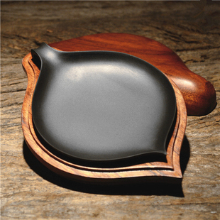 歙砚砚台/原石籽料 龙尾砚 黑龙尾济源坑鱼子 桃形 笔舔 墨斗水盂