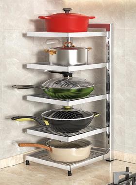 04不锈钢厨房置物架家用NNK多层锅具收纳架下水锅槽橱3柜内分放层