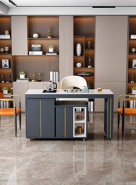 岩板茶椅组合现桌代XNH简约轻奢石茶板家用阳台小台旋桌转泡茶办