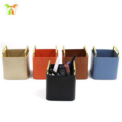 现货北创意金属皮质笔筒桌遥控欧器钥面SN-0918-匙收纳盒摆书房桌