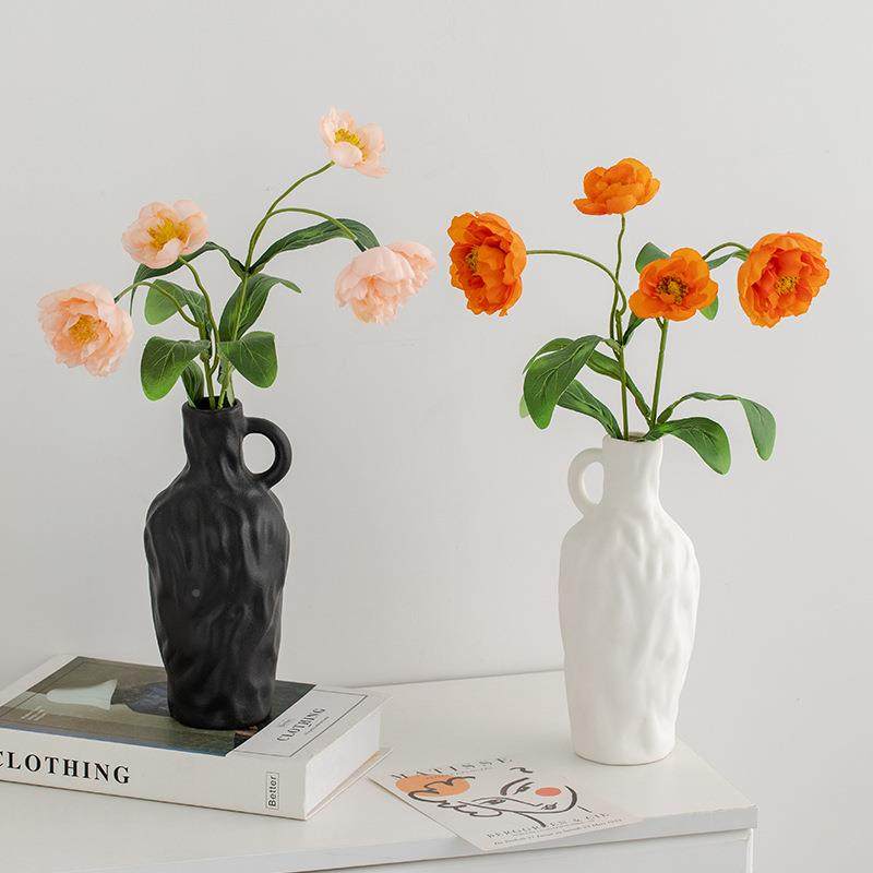 蜀简HFM门北欧白色约现代陶瓷客装饰干花花瓶玄桌面厅关插花摆件,家居饰品,花瓶,淘宝优惠券,粉丝福利购,淘宝优惠卷