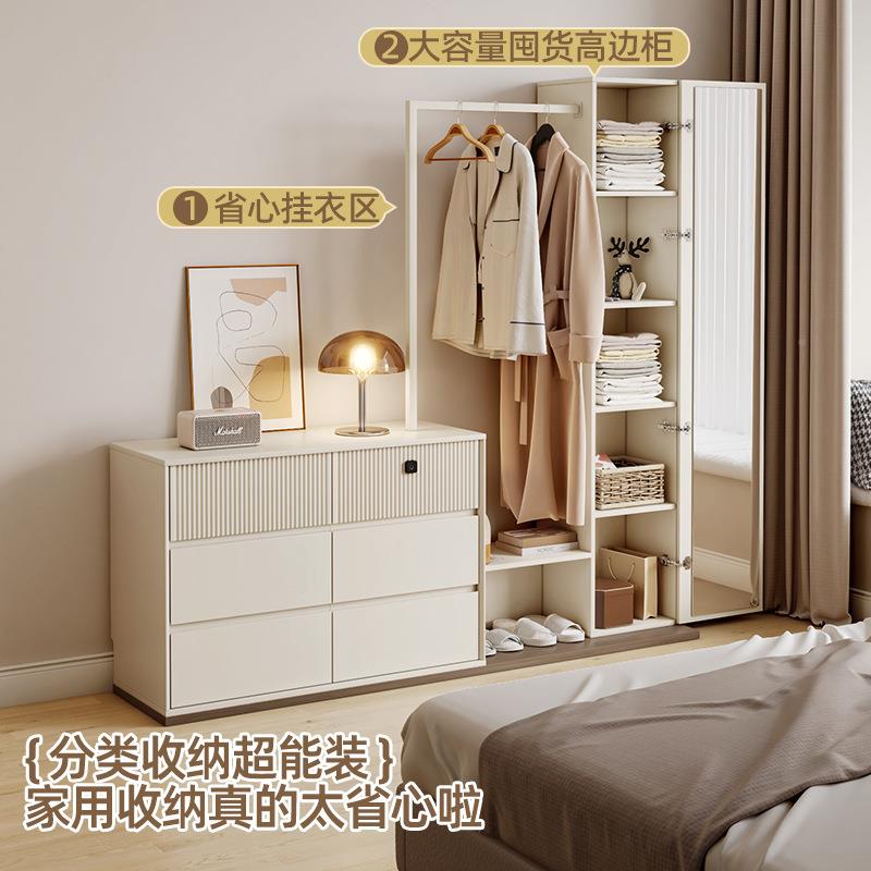 梳妆台斗衣帽架一体开放式衣身柜全穿多衣柜镜YY-YMJ95床尾功能组