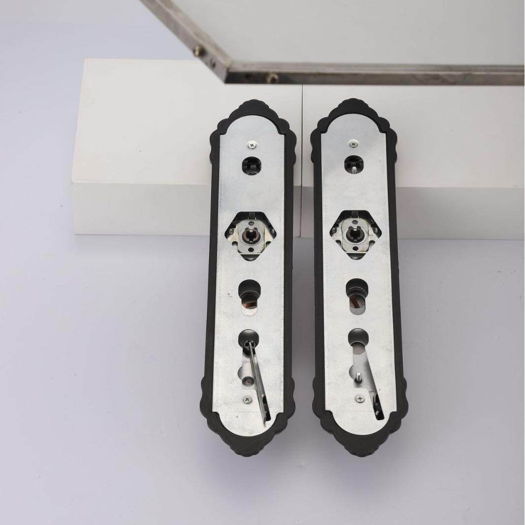 简欧式/大拉手门机械开门锁不锈钢防盗门把手别墅双门锁加厚面板