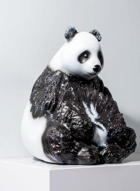 童厂家直销猫雕塑落地饰品动物主题店YB-QS034软装样酒板熊间儿房