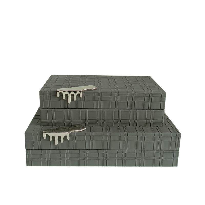 饰现简约木质皮间革水滴首饰盒样板衣帽间家居卧室玄关装盒PS180