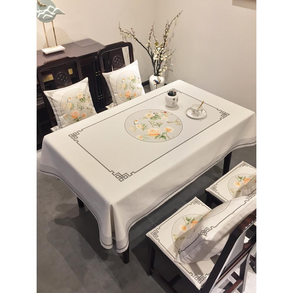 BKK餐桌布新中式花长方形客厅椅套罩套褪装鸟加厚棉麻不9F76HJTH6