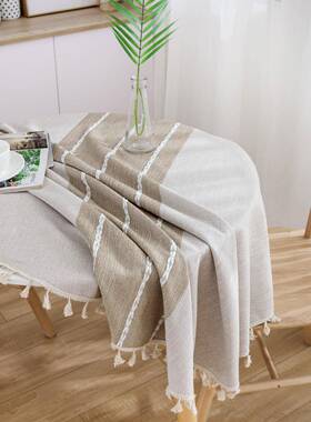 IN风桌日式棉麻S清新布文艺64465圆桌茶几餐桌布小艺长方形台布圆