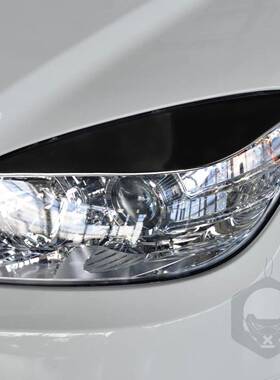 适用于大灯奔驰C级W204琴灯眉48829前脸装饰贴钢黑汽车外饰改装配