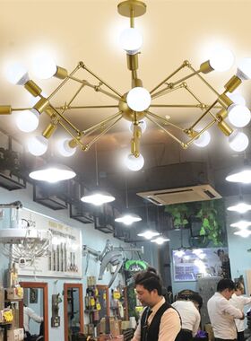服装店专用超亮网红吊灯美发甲工业风蜘蛛灯简约理发店铺商用灯具
