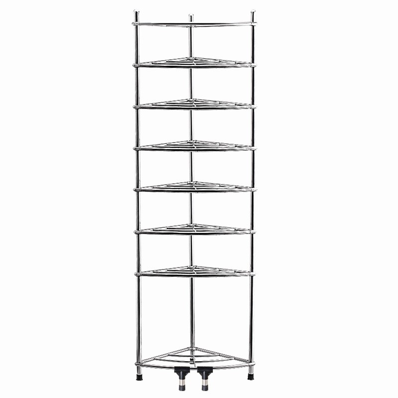 加厚多层不锈钢洗脸盆架子八层三角架厨房卫生间落地置物架面盆架