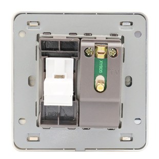 86型墙壁有线电视闭路电话插座二合一金色拉丝电视电话插座面板
