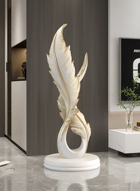 大型羽毛客厅电视柜旁边落地灯摆件轻奢高级感沙发玄关乔迁礼物