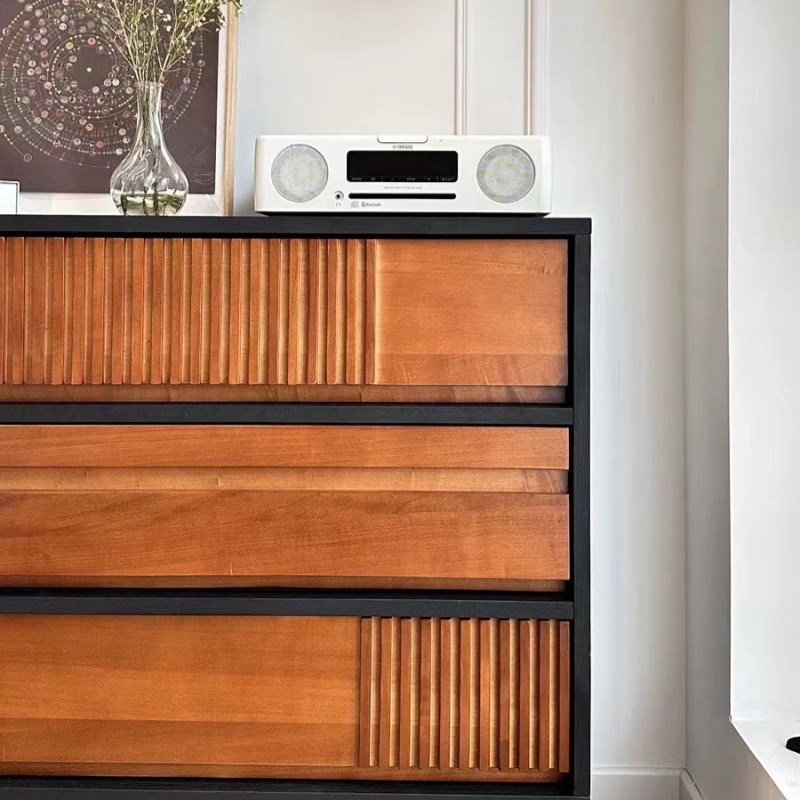 北欧复古三斗柜卧室床头抽屉柜收纳柜储物柜客厅实木玄关柜置物柜