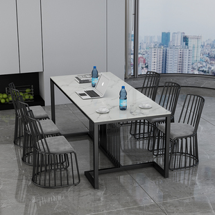 北欧轻奢大理石办公会议桌电脑商务洽谈桌会客接待桌椅谈判泡茶桌