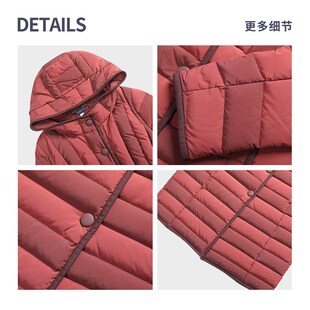 靓诺冬季女羽绒服新年修身红色大码条纹立领连帽显瘦外套LY17481A