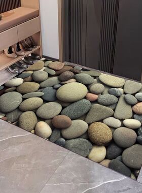 进门玄关耐脏鹅卵石头沙滩入户地垫卫生间浴室吸水防滑大门口地垫