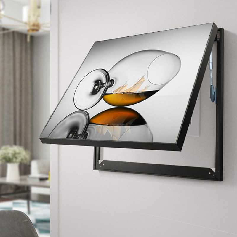 电表箱推拉装饰画轻奢酒杯餐厅配电箱电闸箱免打孔电表盒遮挡箱画
