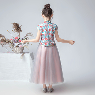 女童旗袍儿童唐装洋气小女孩中国风中式演出服古筝表演服装华服薄