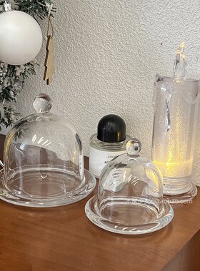 法式中古透明玻璃罩 精致桌面首饰收纳摆件 甜点防尘罩