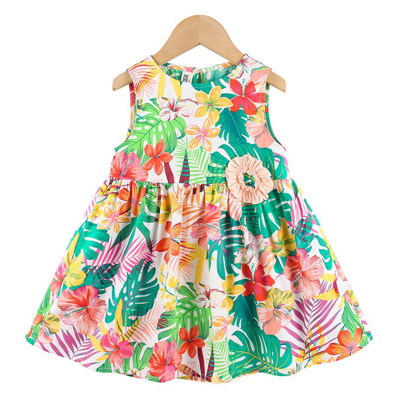 女童碎花连衣裙夏季儿童沙滩吊带公主裙周岁宝宝礼服三岁女孩衣服