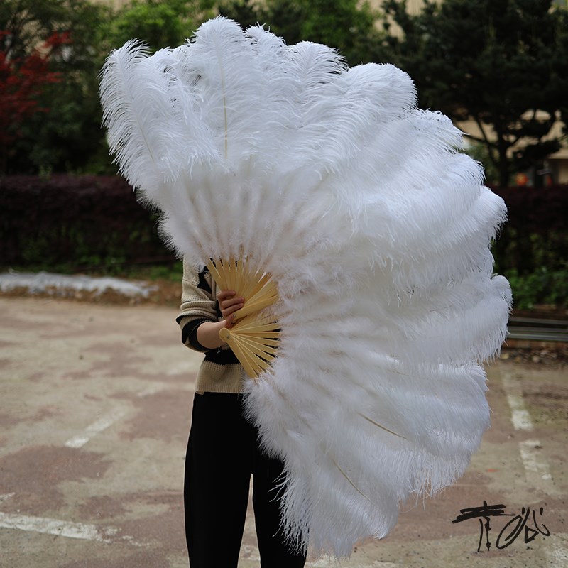 包邮大号鸵鸟羽毛扇子肚皮舞蹈酒吧表演演唱会道具羽毛绒大扇子