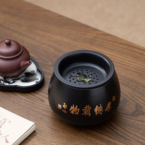 干湿分离陶瓷茶渣缸桌面家用带过滤盖水盂茶水废水桶烟灰缸茶杯洗