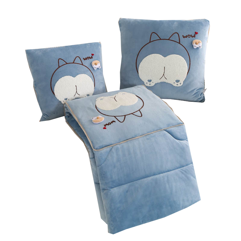 多功能加厚加绒抱枕被子两用折叠汽车内靠枕办公室保暖午睡空调毯