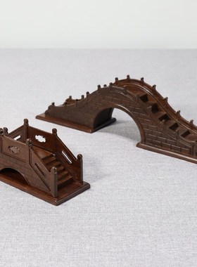 木质装沙盘摆件园林亭子仿古建筑模型景观中式凉亭造景小桥装饰品