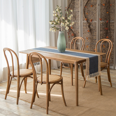 全实木餐桌家用小户型4人省空间原木色餐桌白橡木原木餐桌椅组合
