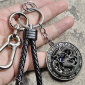复古中国风龙钥匙扣霸气金属汽车钥匙链创意生肖龙年图腾挂件挂饰