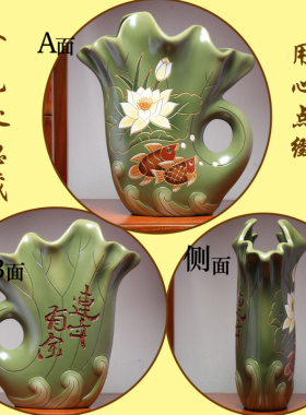 新中式陶瓷复古风博古架小众摆件客厅隔断工艺玄关摆台鞋柜装饰品