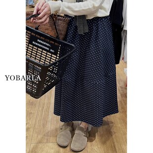 波点半身裙女高腰夏季薄款大码胖mm显瘦遮肚梨型身材中长款a字裙
