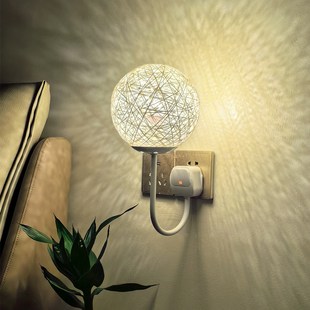 插电带开关床头灯led壁灯卧室小夜灯免布线三插头插座式氛围灯