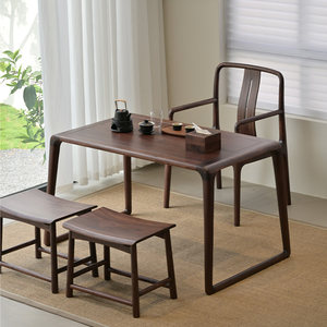 阳台茶桌2025新款乌金木纯泡茶桌椅实木木色台组合黑胡桃客厅茶几