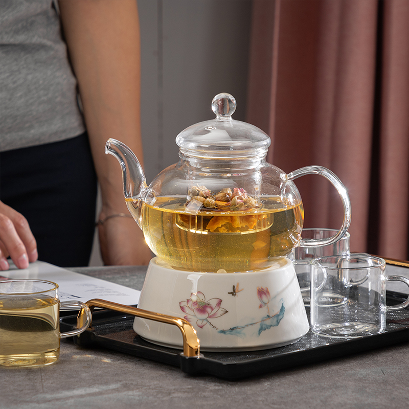 下午茶玻璃加热蜡烛花茶壶水果茶茶具欧式花茶杯套装花茶盘玻璃杯