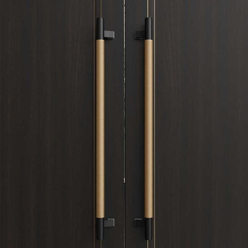 有框玻璃大门拉手金色实木包厢门把手加厚黑色对开门侧装拉手