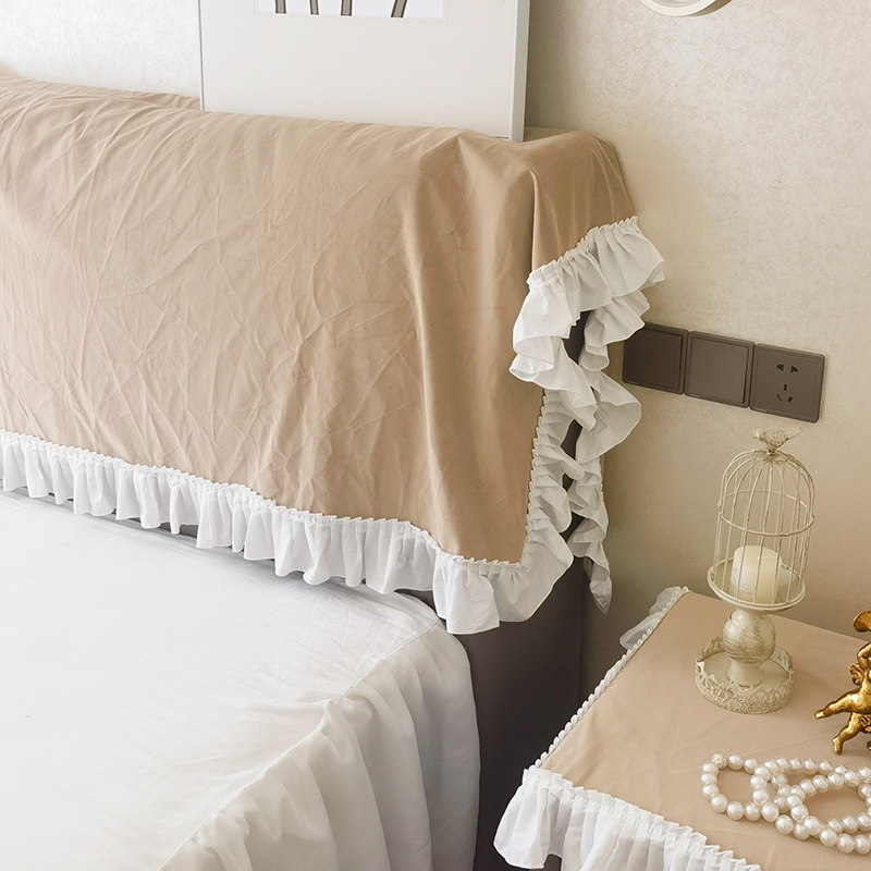法式荷叶花边丝绒牀头套罩布艺防尘盖巾通用木牀靠背套保护盖布,居家布艺,床头罩,淘宝优惠券,粉丝福利购,淘宝优惠卷
