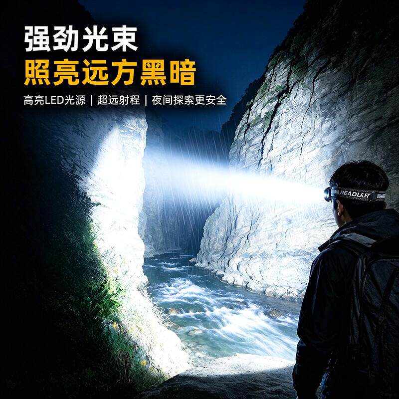 微笑鲨强光头灯远超亮照明灯超TD-8042-射续航10长0小时头戴式手