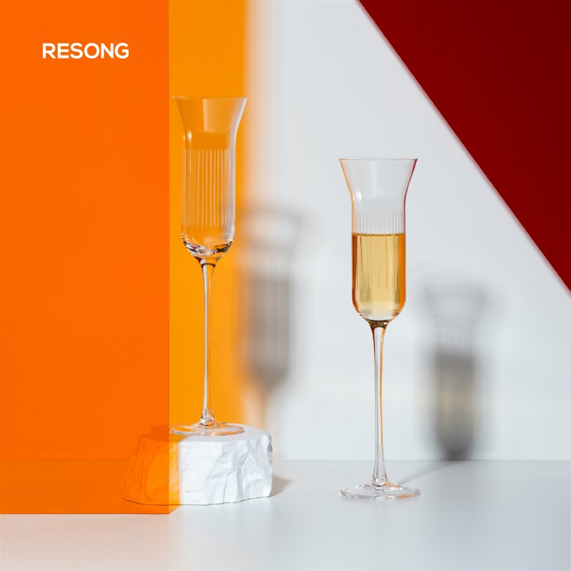 RESONG日诵家居 絮雨手刻水晶玻璃香槟杯套装 设计师款调酒杯礼品