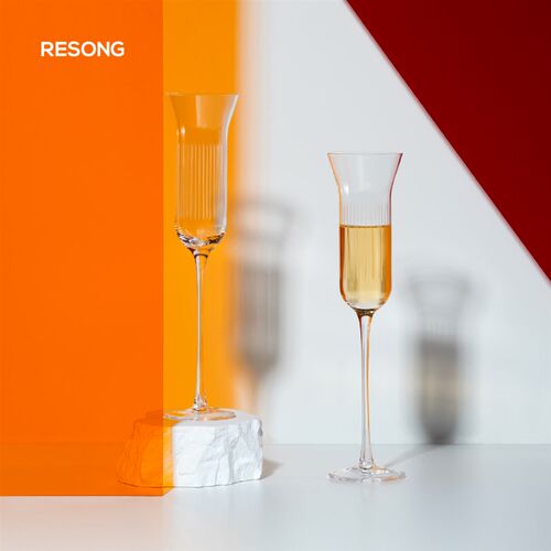 RESONG日诵家居 絮雨手刻水晶玻璃香槟杯套装 设计师款调酒杯礼品